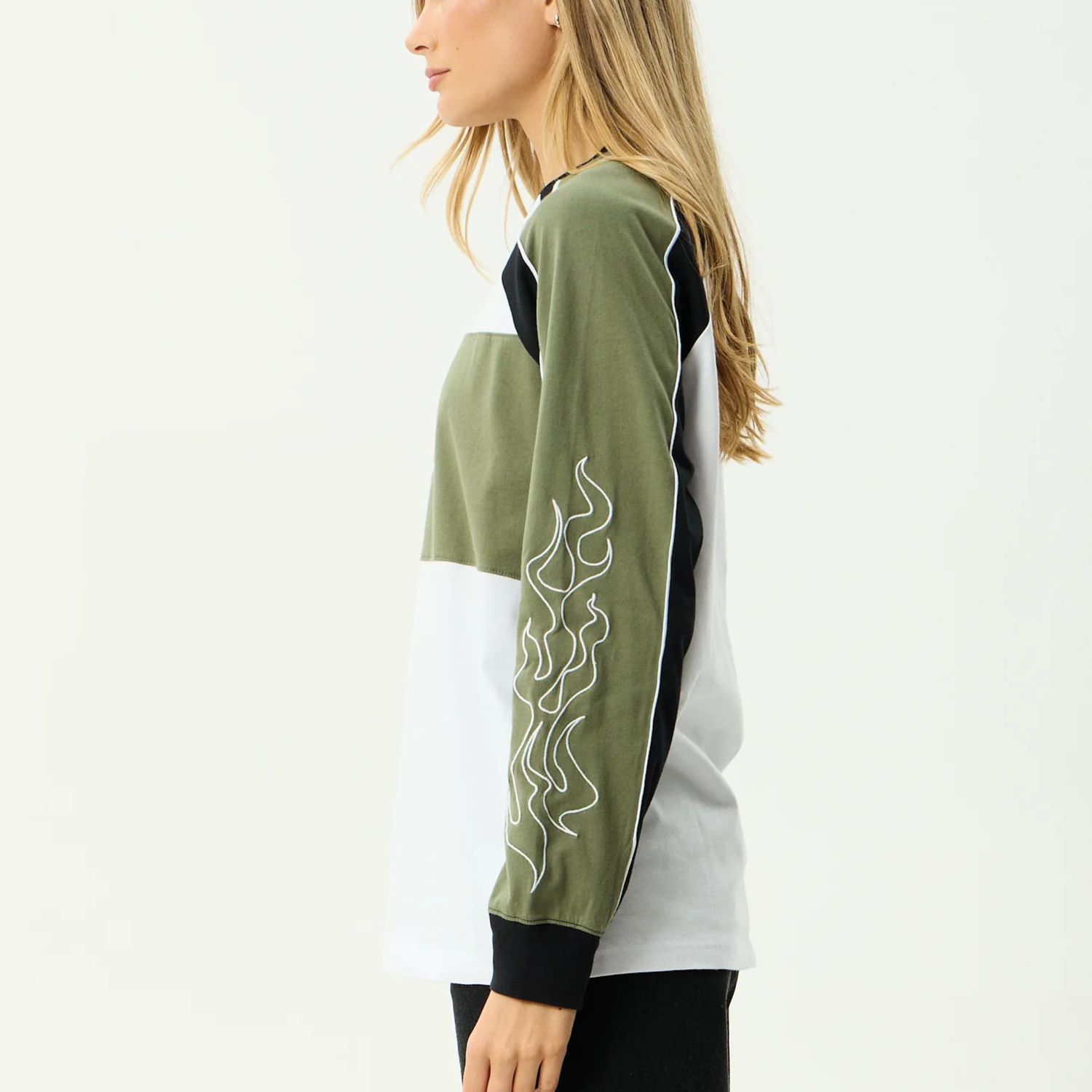 AFENDS WOMENS DIRTS - LONG SLEEVE TEE - DEEP OLIVE