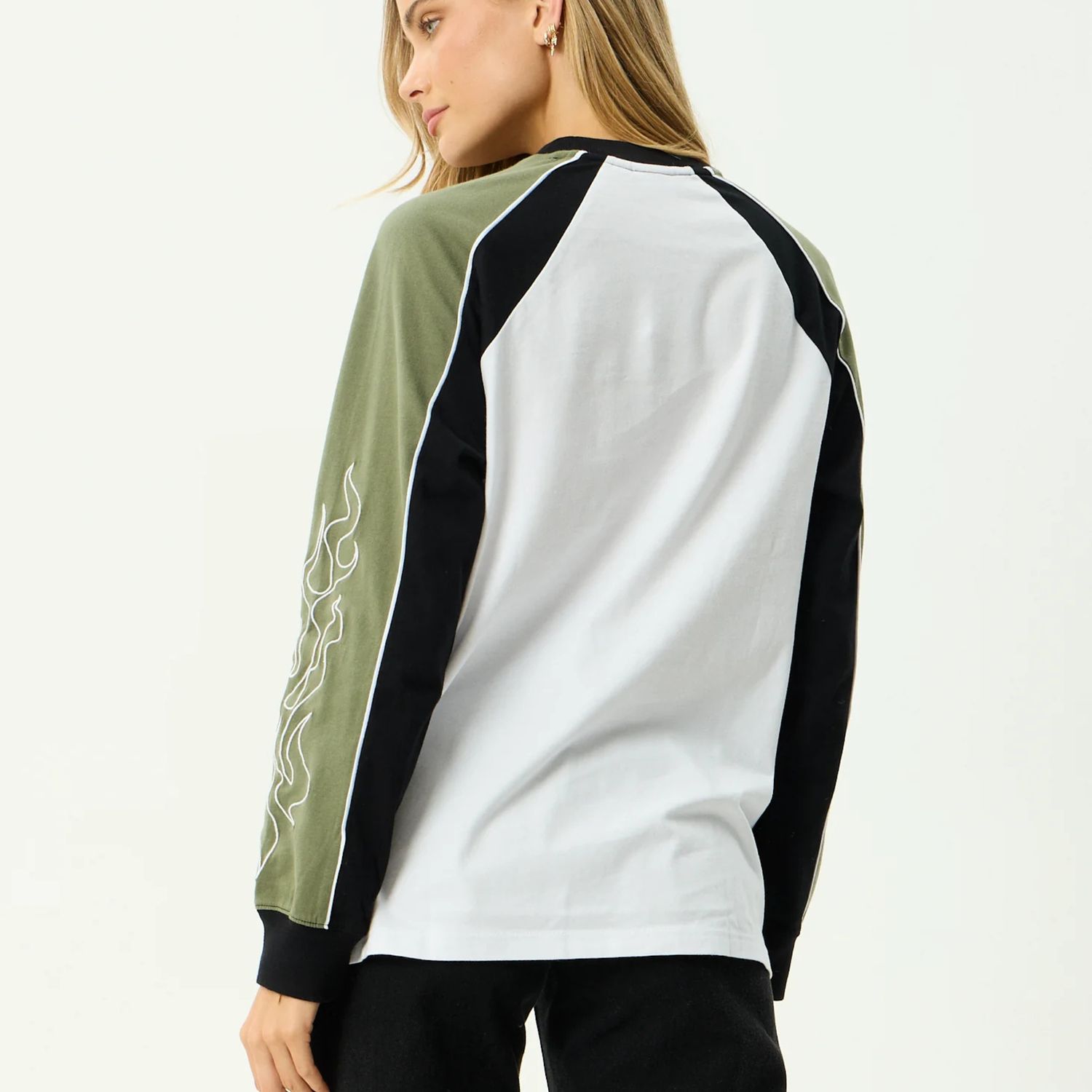 AFENDS WOMENS DIRTS - LONG SLEEVE TEE - DEEP OLIVE