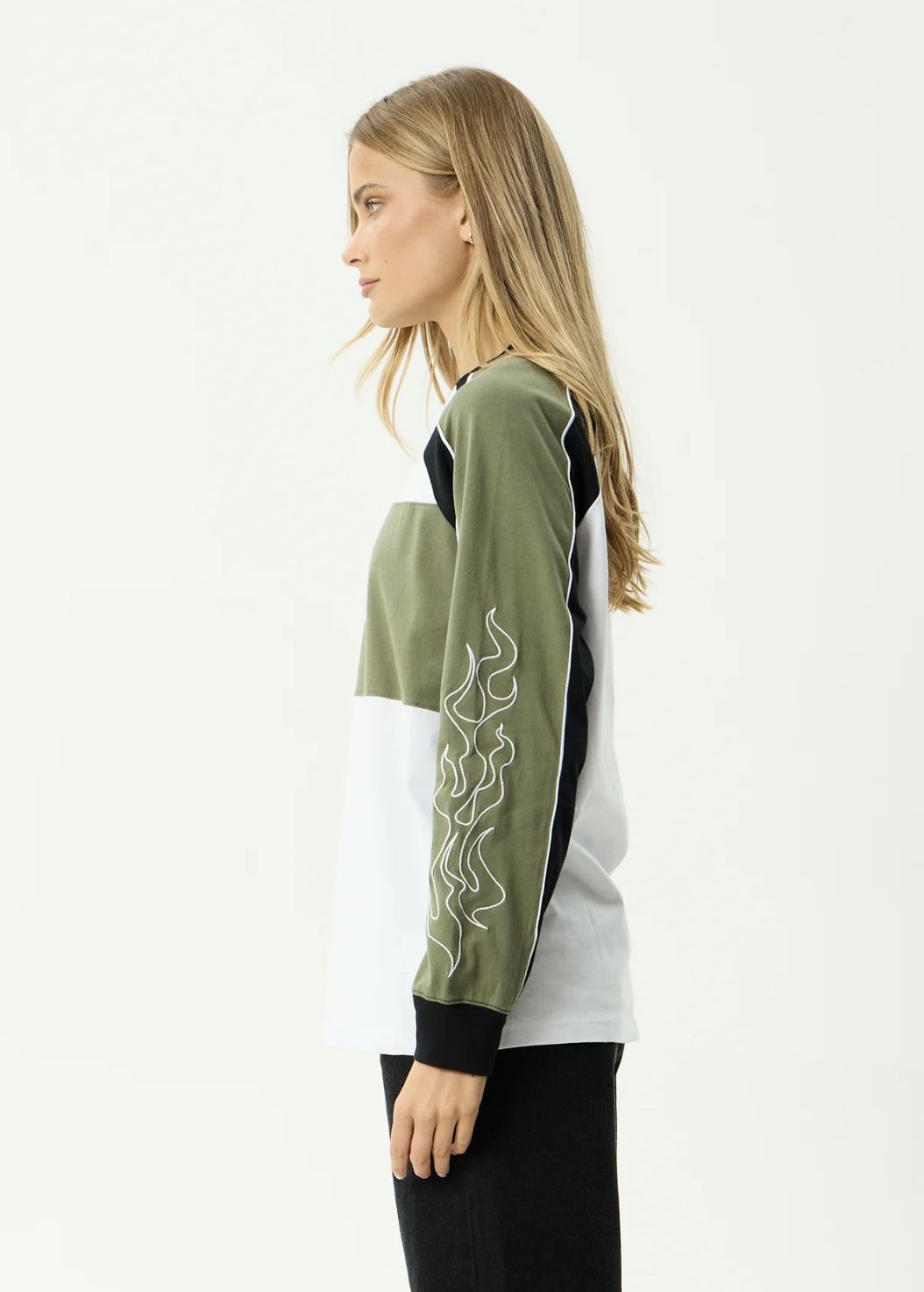 AFENDS WOMENS DIRTS - LONG SLEEVE TEE - DEEP OLIVE