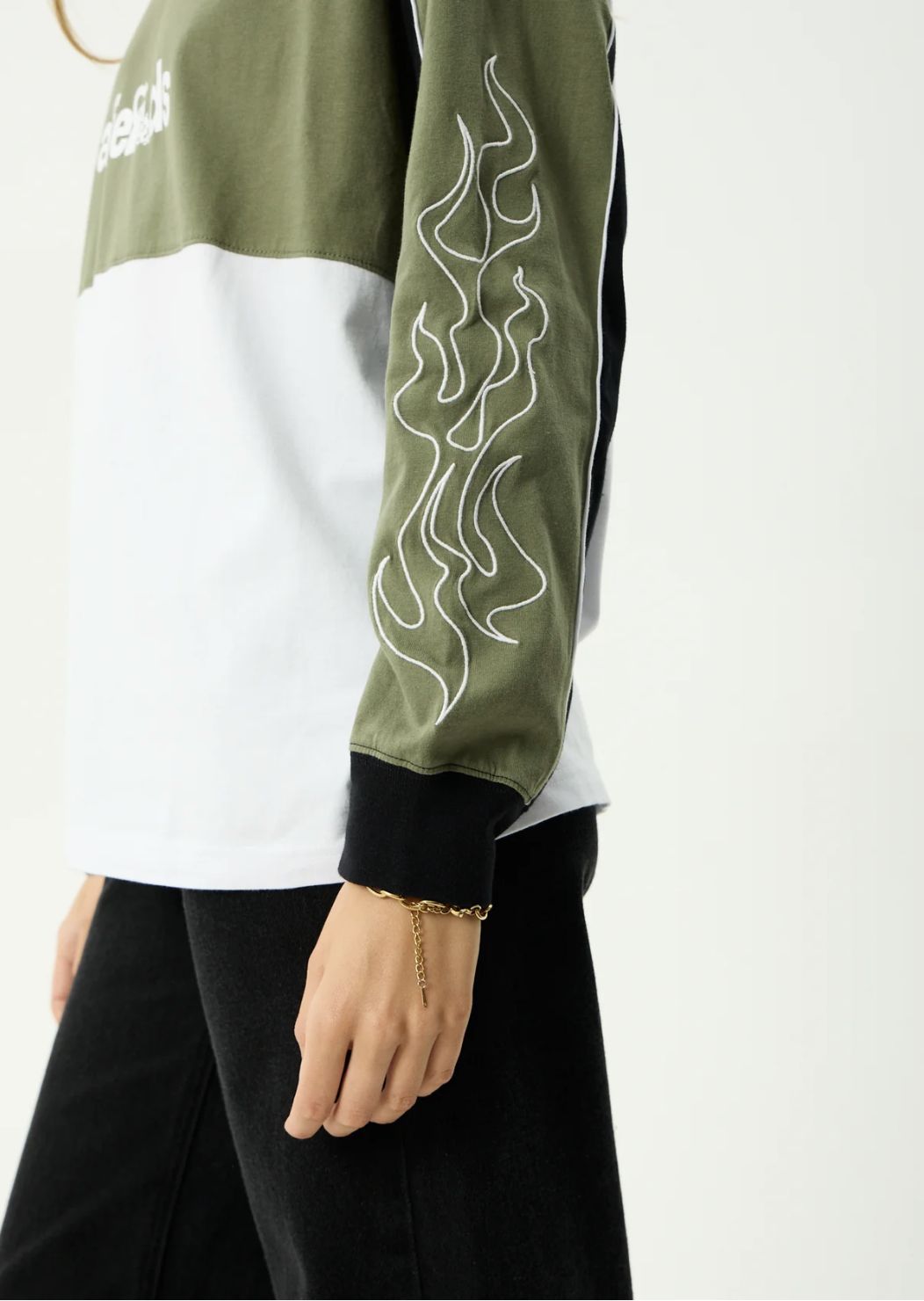 AFENDS WOMENS DIRTS - LONG SLEEVE TEE - DEEP OLIVE