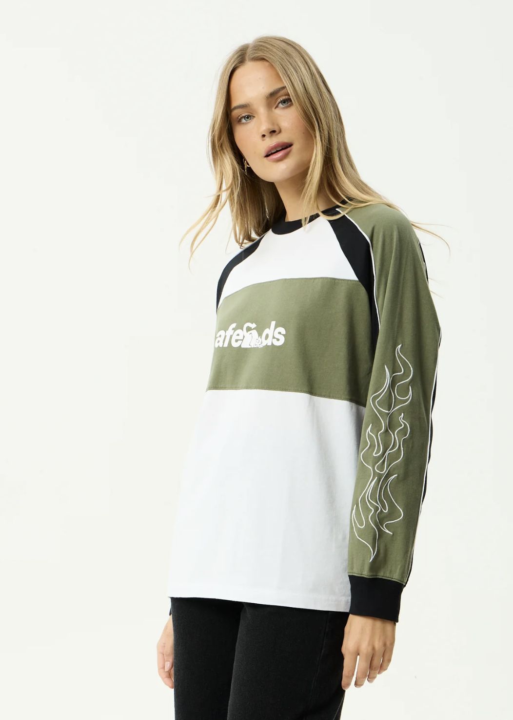 AFENDS WOMENS DIRTS - LONG SLEEVE TEE - DEEP OLIVE