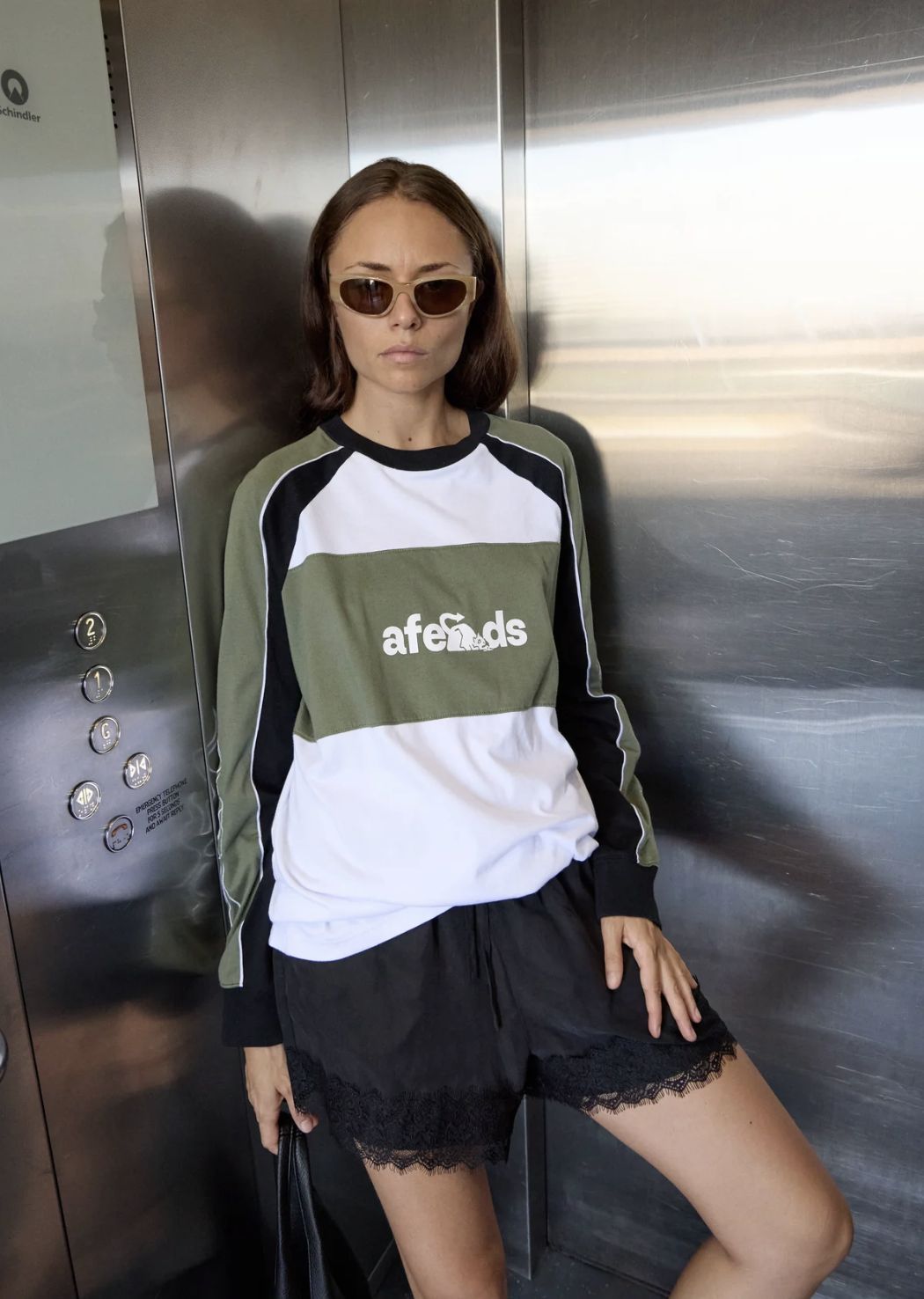AFENDS WOMENS DIRTS - LONG SLEEVE TEE - DEEP OLIVE