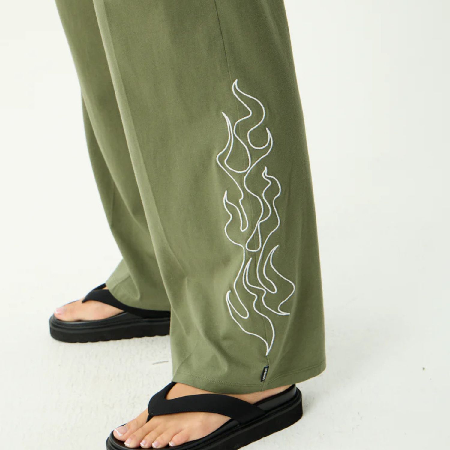 AFENDS WOMENS DIRTS - JERSEY PANT - DEEP OLIVE