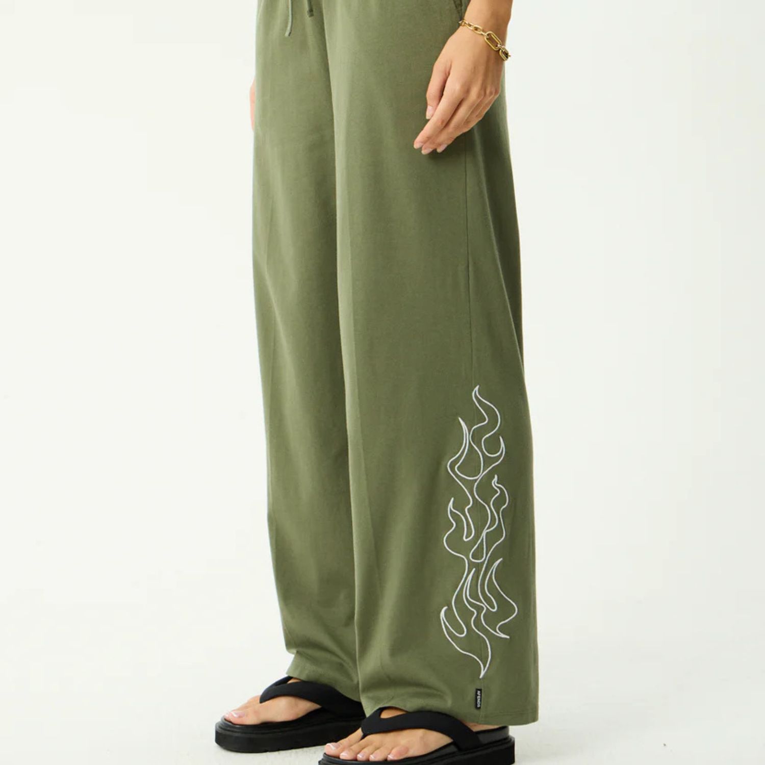 AFENDS WOMENS DIRTS - JERSEY PANT - DEEP OLIVE