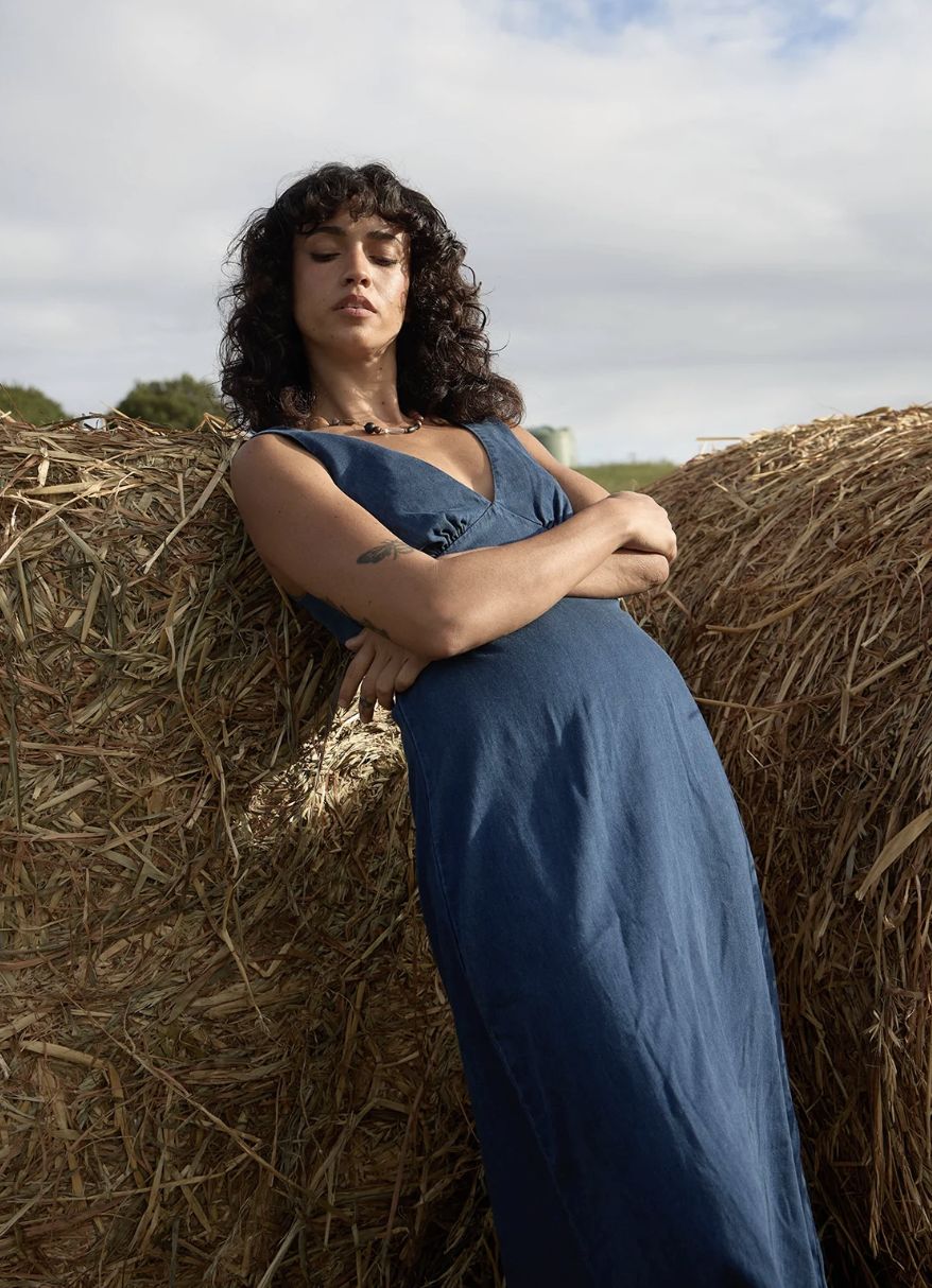 AFENDS WOMENS PALMER - MAXI DRESS - INK