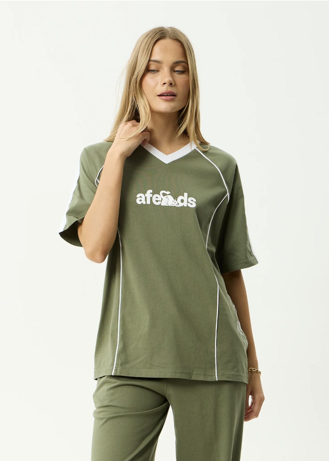 AFENDS WOMENS DIRTS - OVERSIZED TEE - DEEP OLIVE