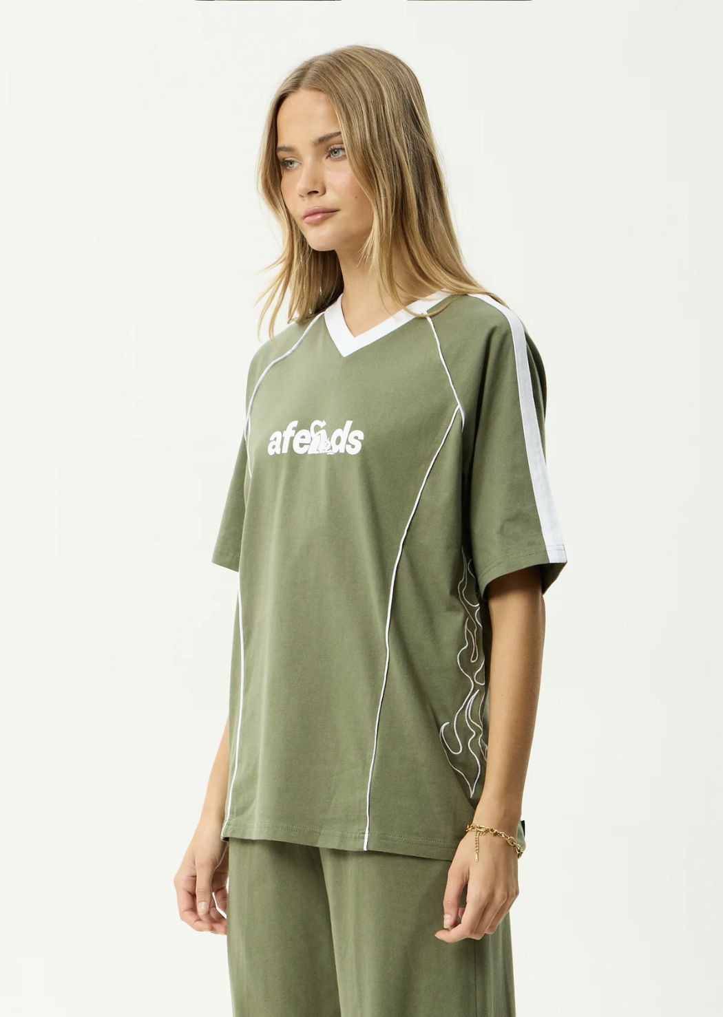 AFENDS WOMENS DIRTS - OVERSIZED TEE - DEEP OLIVE