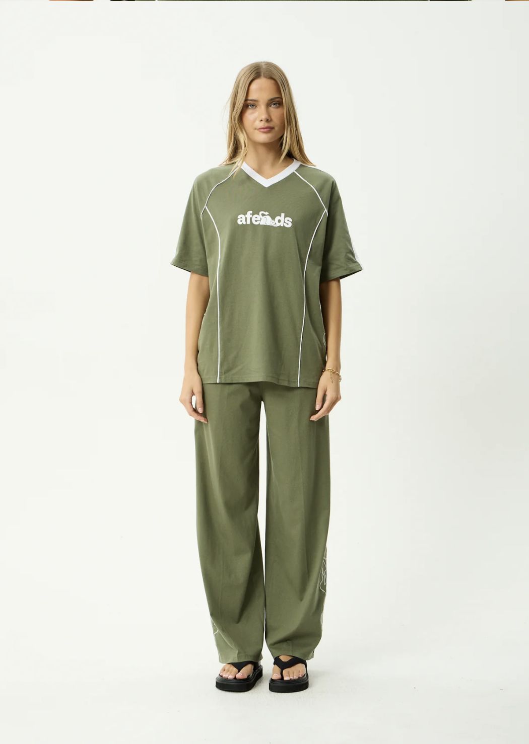 AFENDS WOMENS DIRTS - OVERSIZED TEE - DEEP OLIVE