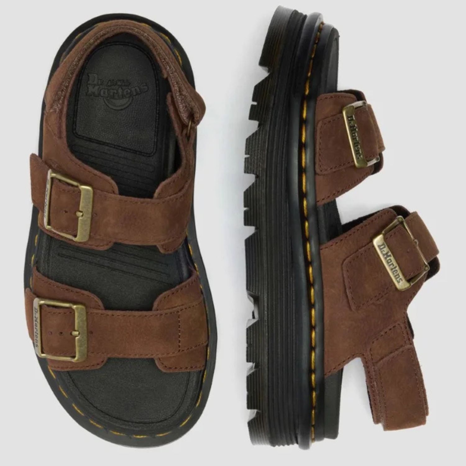 DR MARTENS UNISEX ZEBZAG SANDAL - SEPIA BROWN TUMBLED NUBUCK