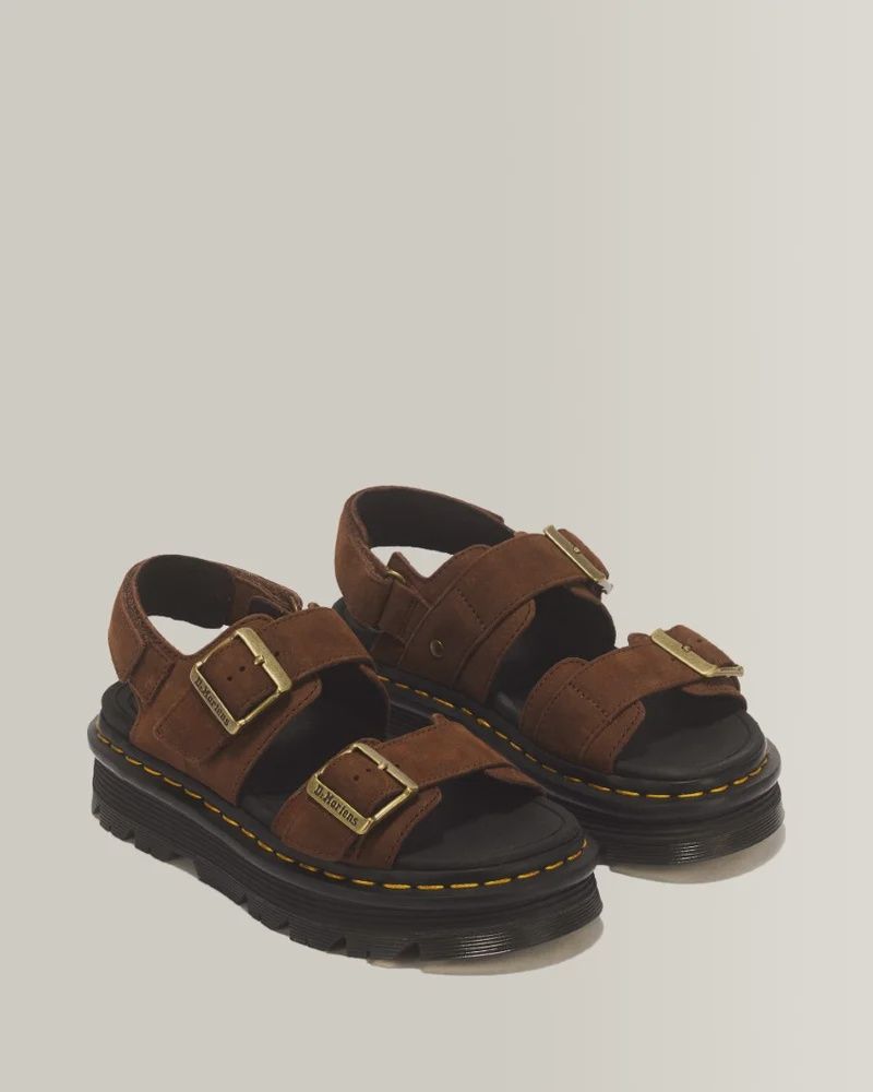 DR MARTENS UNISEX ZEBZAG SANDAL - SEPIA BROWN TUMBLED NUBUCK