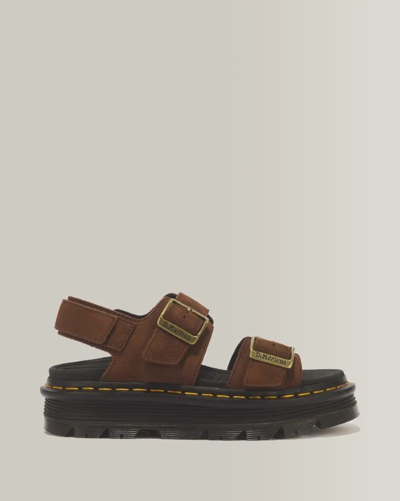 DR MARTENS UNISEX ZEBZAG SANDAL - SEPIA BROWN TUMBLED NUBUCK