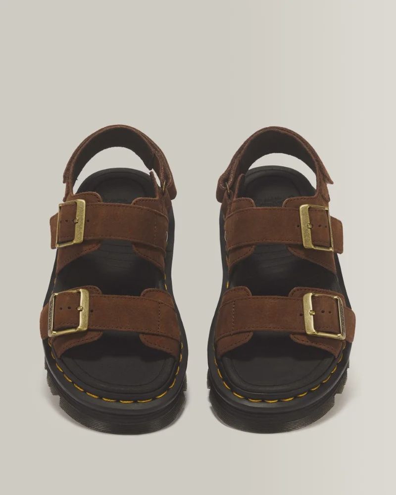 DR MARTENS UNISEX ZEBZAG SANDAL - SEPIA BROWN TUMBLED NUBUCK