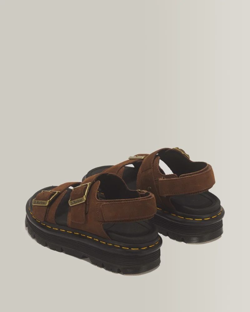 DR MARTENS UNISEX ZEBZAG SANDAL - SEPIA BROWN TUMBLED NUBUCK