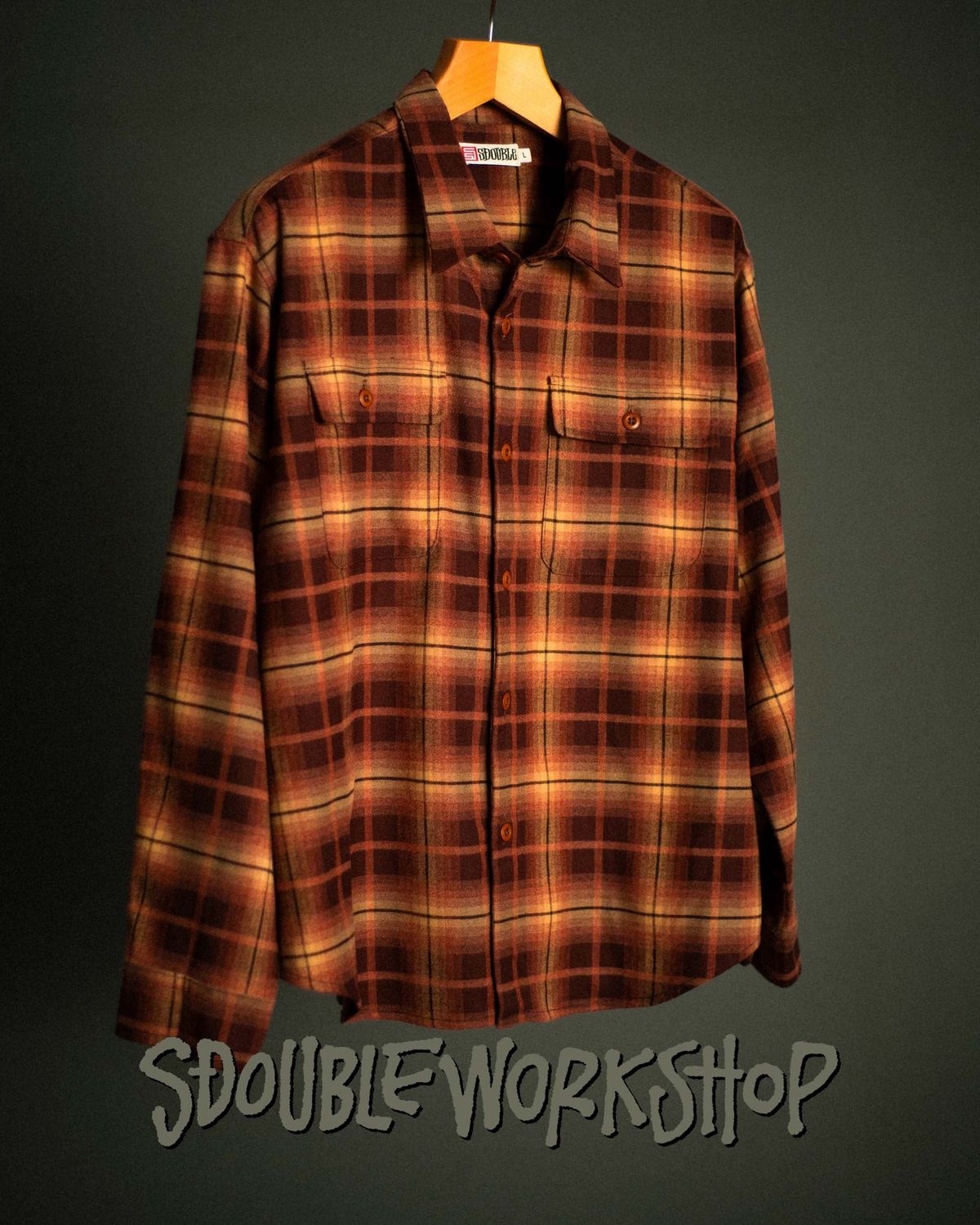 SDOUBLE MENS PASS FLANNEL OVERSHIRT - RUST