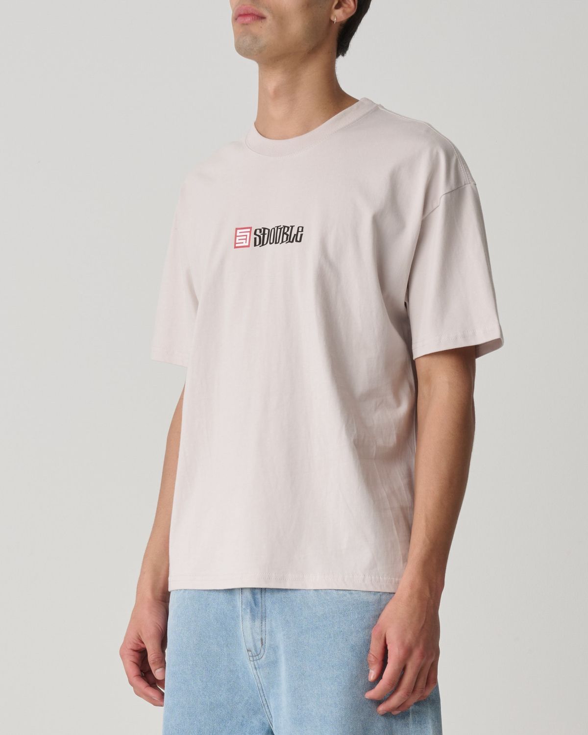 SDOUBLE MENS S CUBE MID BLOCK SS TEE - ICE GREY