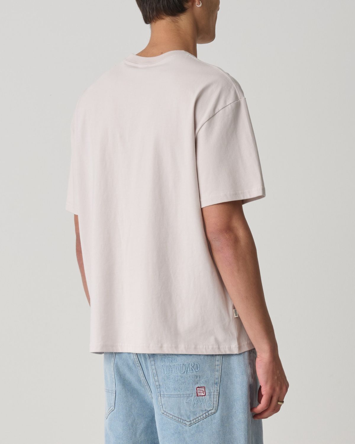 SDOUBLE MENS S CUBE MID BLOCK SS TEE - ICE GREY