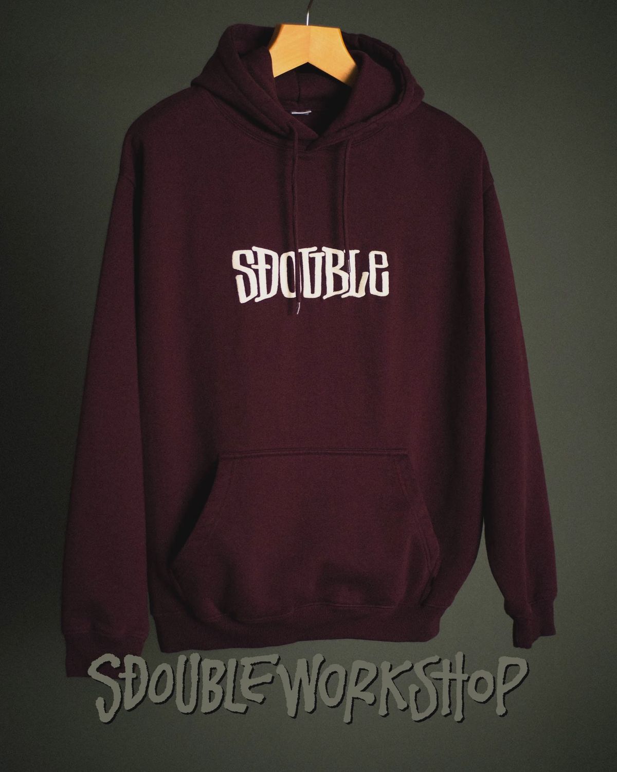 SDOUBLE MENS MID BLOCK FLEECE HOOD - BORDEAUX