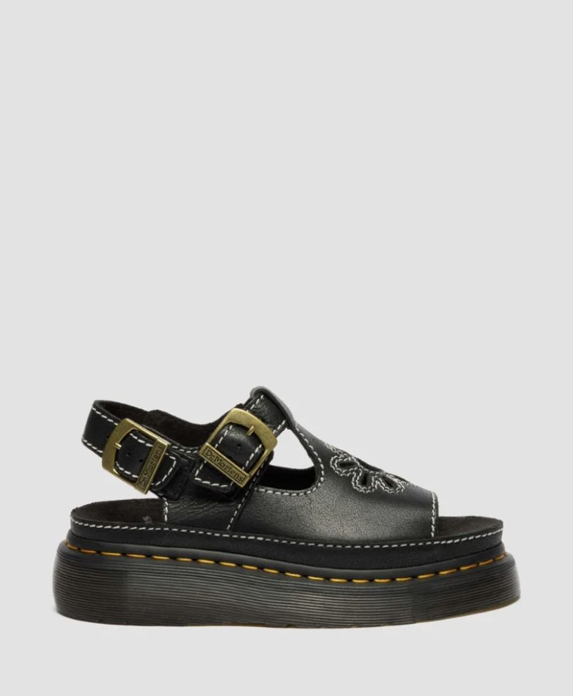 DR MARTENS DUNNET FLOWER SANDAL - BLACK AR ROGUE