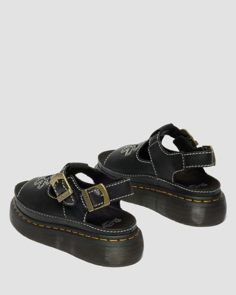 DR MARTENS DUNNET FLOWER SANDAL - BLACK AR ROGUE