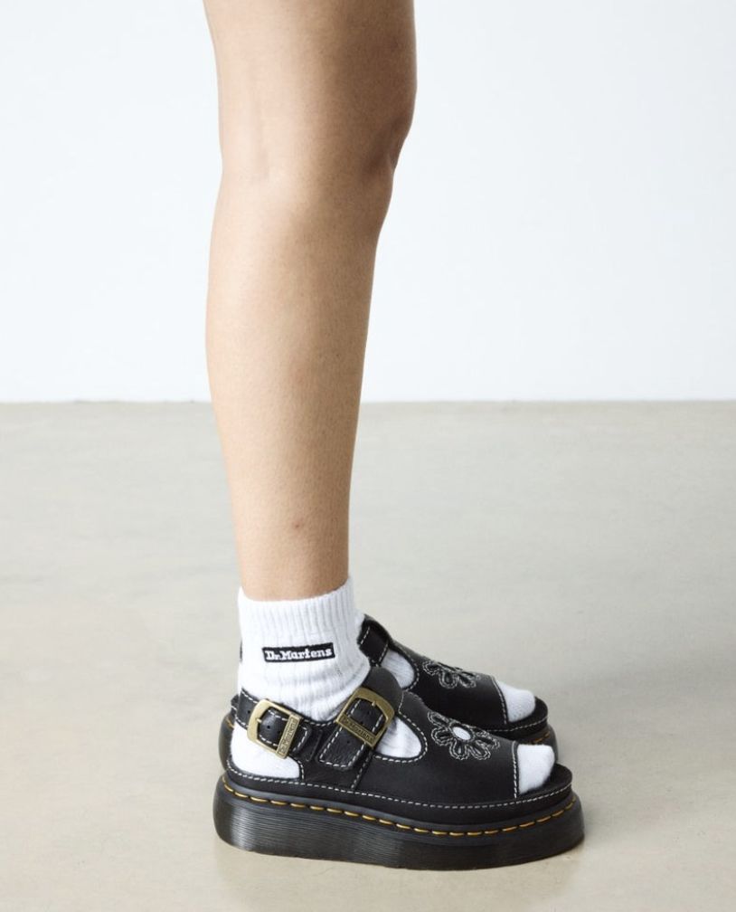 DR MARTENS DUNNET FLOWER SANDAL - BLACK AR ROGUE