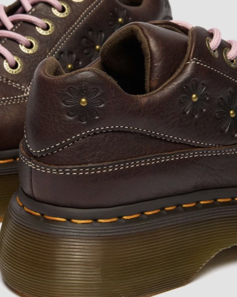 DR MARTENS BUZZ 5I FLORAL 5 EYE SHOE - DARK BROWN GRIZZLY