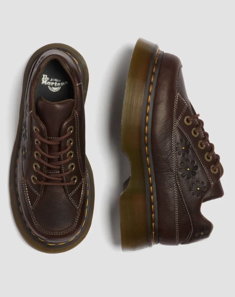 DR MARTENS BUZZ 5I FLORAL 5 EYE SHOE - DARK BROWN GRIZZLY