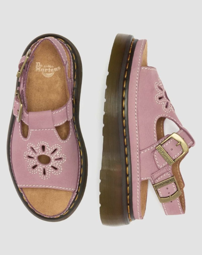 DR MARTENS DUNNET FLOWER SANDAL - DUSTY ROSE MILLED NUBUCK