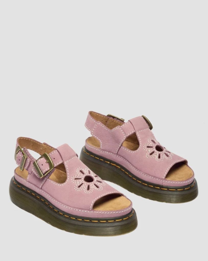 DR MARTENS DUNNET FLOWER SANDAL - DUSTY ROSE MILLED NUBUCK