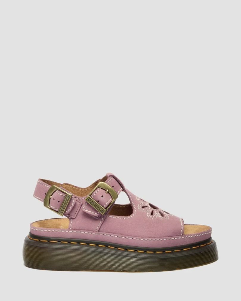 DR MARTENS DUNNET FLOWER SANDAL - DUSTY ROSE MILLED NUBUCK