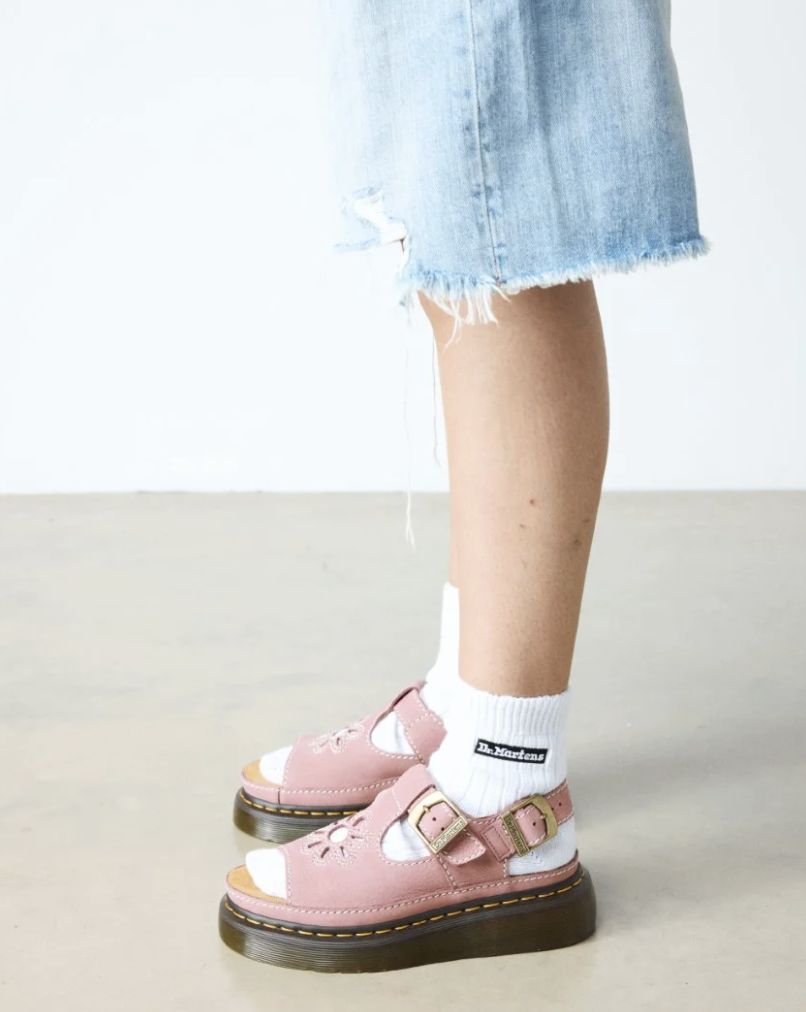 DR MARTENS DUNNET FLOWER SANDAL - DUSTY ROSE MILLED NUBUCK