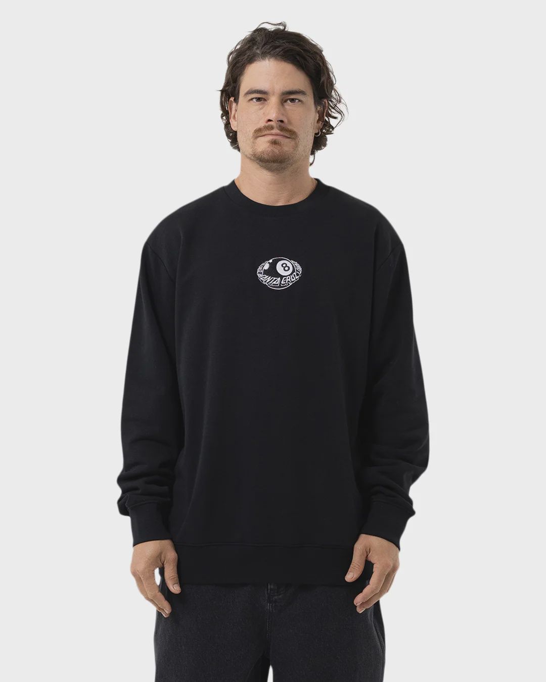 SANTA CRUZ MENS WINKOWSKI EIGHTH PLANET FRONT SWEATER - BLACK