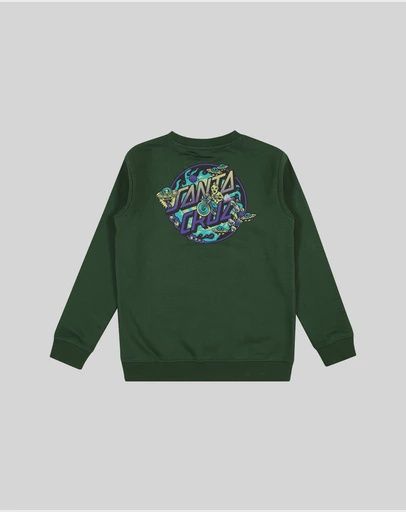 SANTA CRUZ BOYS WINKOWSKI DOPE PLANET 2 DOT SWEATER - DARK GREEN
