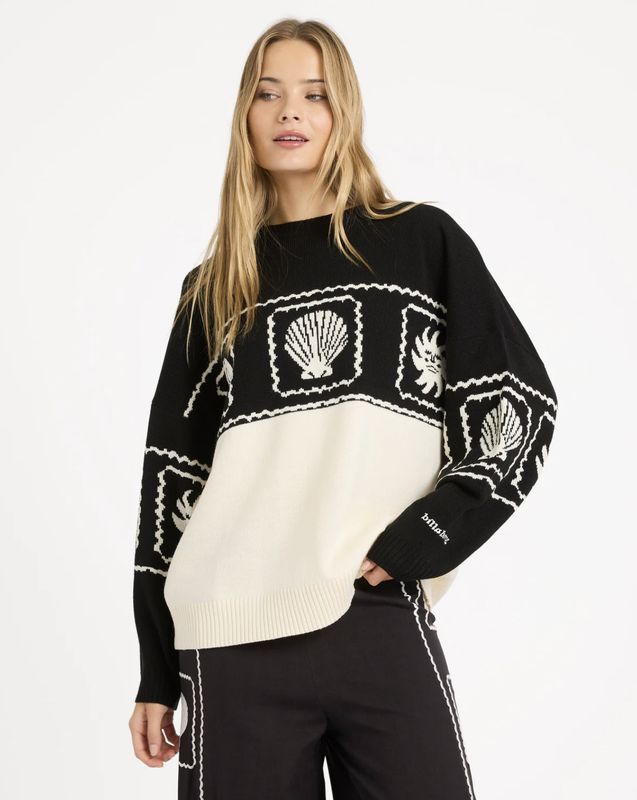 BILLABONG WOMENS SEA SIDE DREAMER KNIT SWEATER - BLACK SANDS