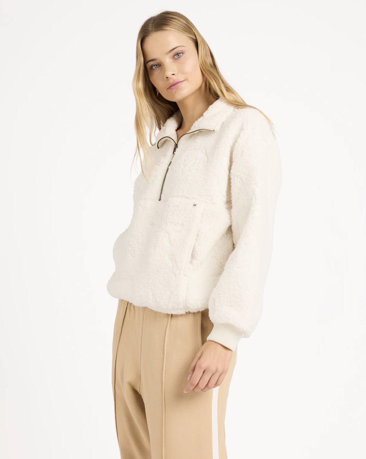 BILLABONG WOMENS RISING TIDES HALF ZIP CREW - SALT CRYSTAL