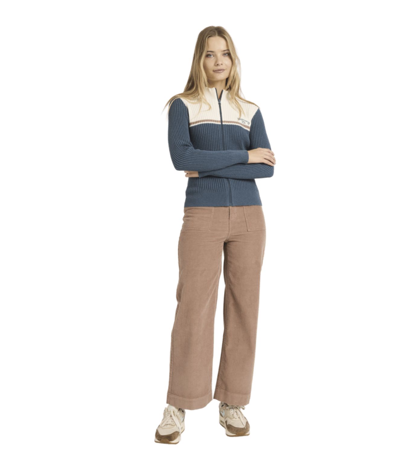 BILLABONG WOMENS REAL SINCE 73 FULL ZIP KNIT JACKET - STORMY