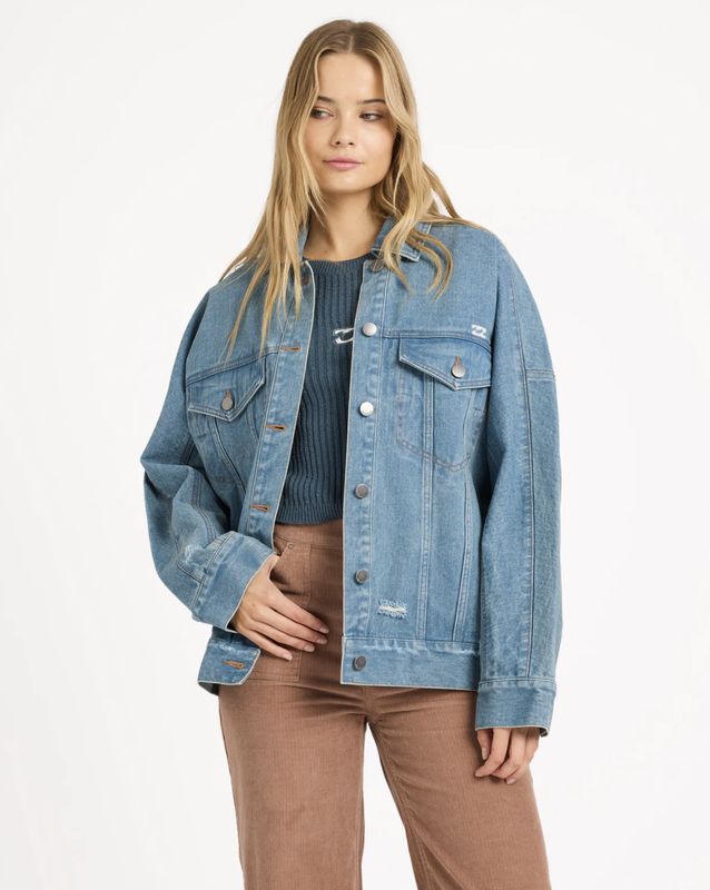 BILLABONG WOMENS COOL TIMES DENIM JACKET - SUN FADED INDIGO