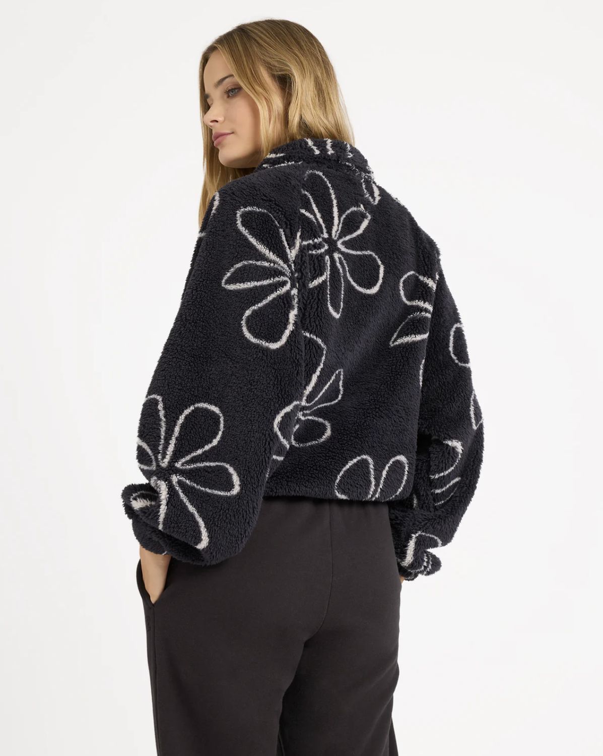 BILLABONG WOMENS GOOD LIFE HALF ZIP POLARFLEECE CREW - BLACK SANDS