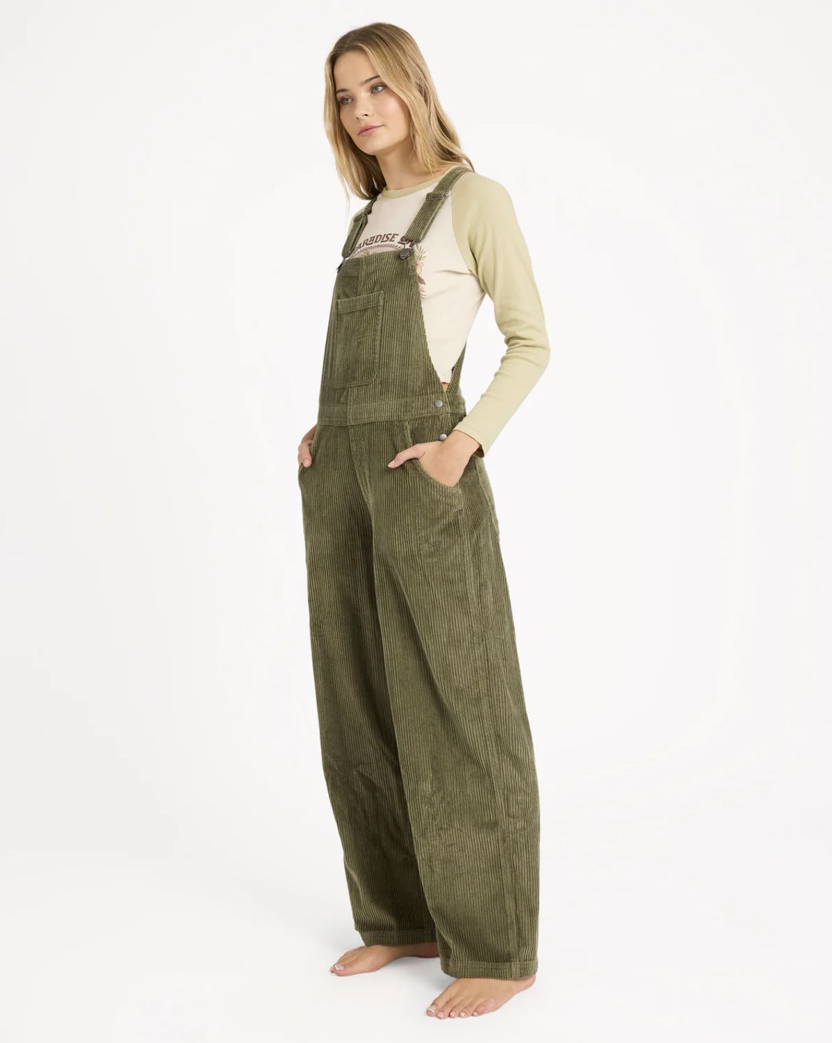 BILLABONG WOMENS VACAY CORD OVERALL - CANTEEN