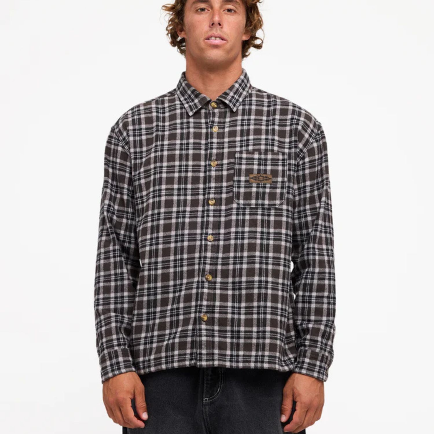 BILLABONG MENS IMMORTAL LS FLANNEL SHIRT - BLACK