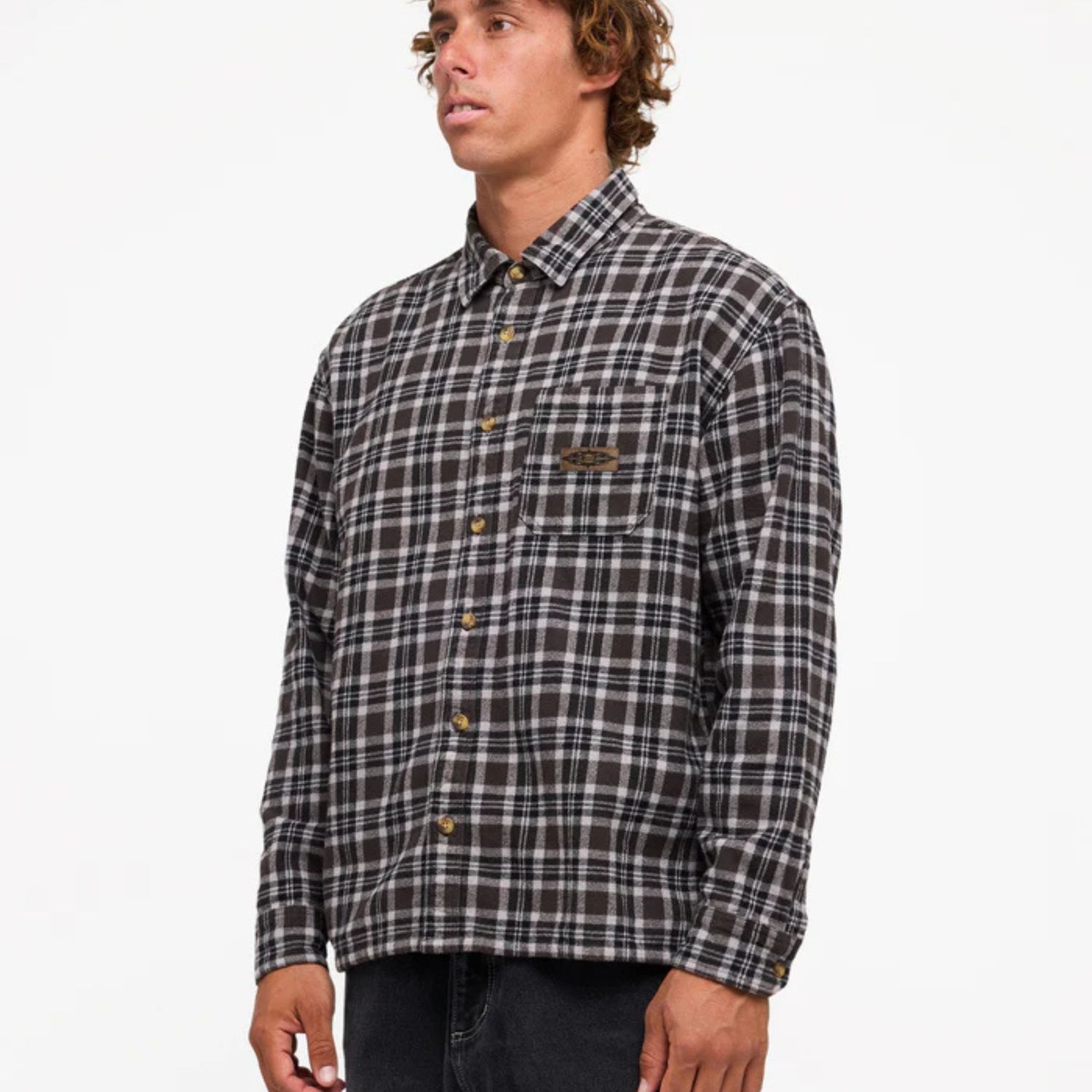 BILLABONG MENS IMMORTAL LS FLANNEL SHIRT - BLACK