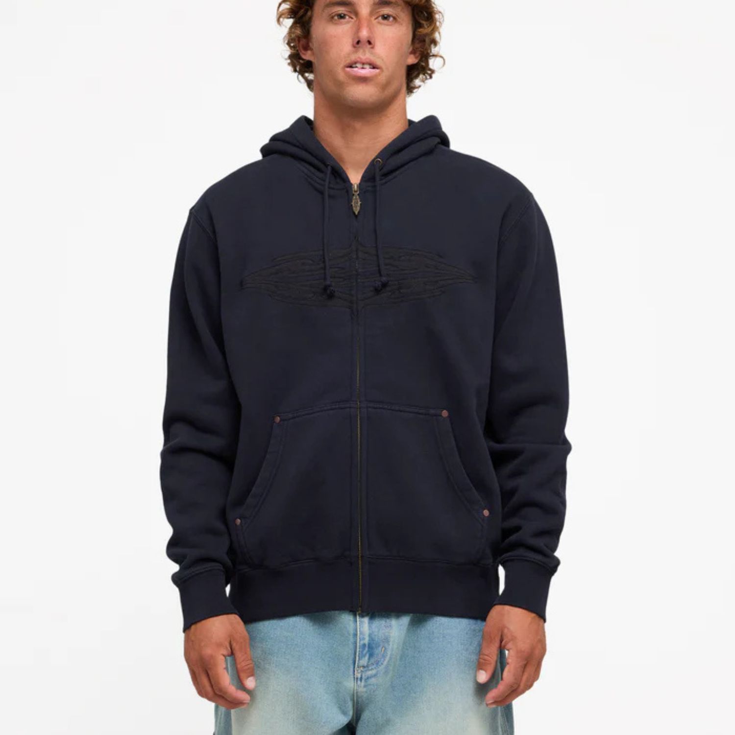 BILLABONG MENS IMMORTAL DIAMOND ZIP THRU POP HOOD - BLACK