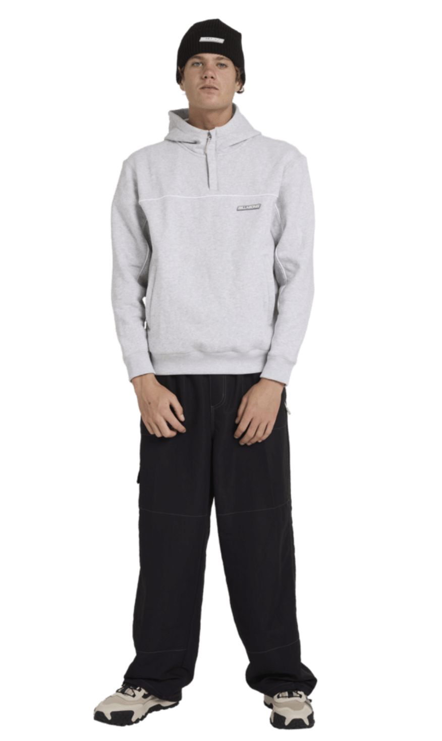 BILLABONG MENS ADIV MOCK POP HOOD - LIGHT GREY HEATHER