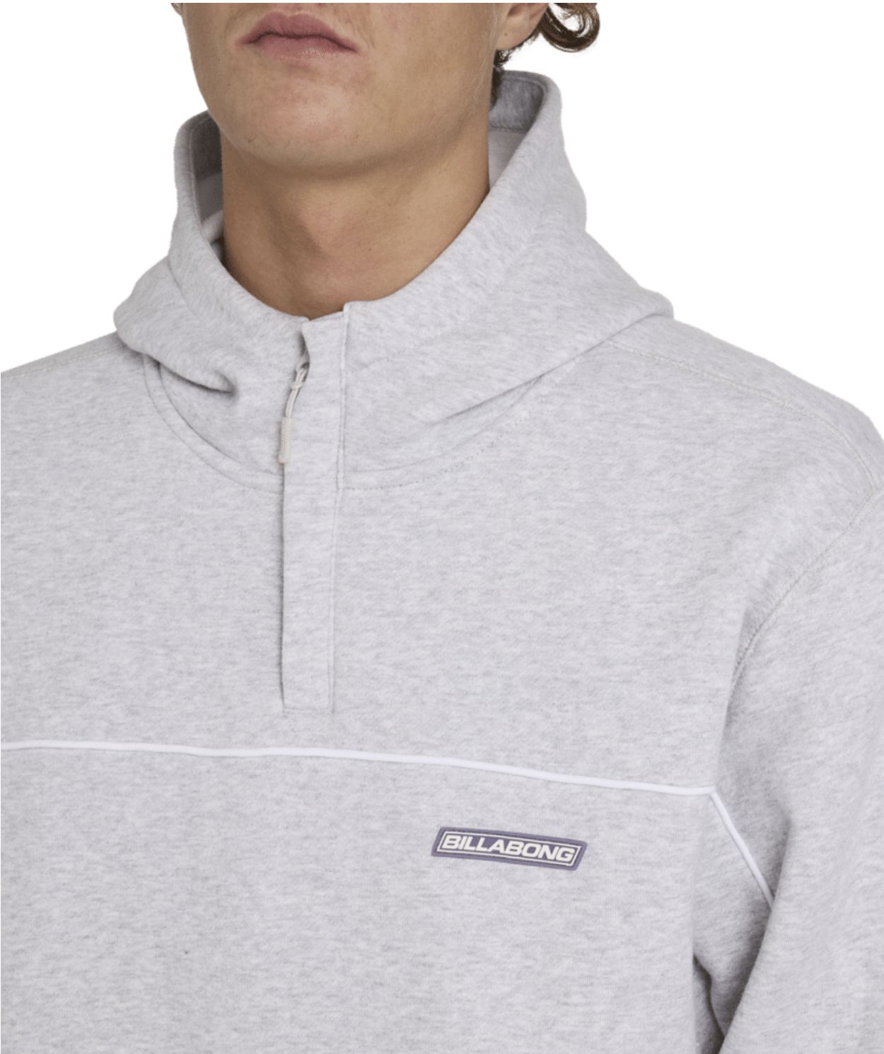 BILLABONG MENS ADIV MOCK POP HOOD - LIGHT GREY HEATHER