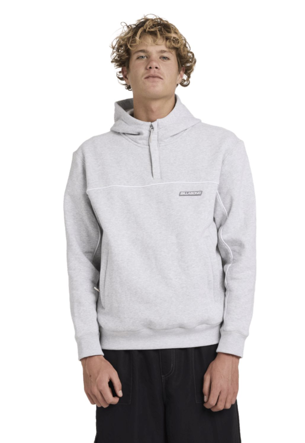BILLABONG MENS ADIV MOCK POP HOOD - LIGHT GREY HEATHER
