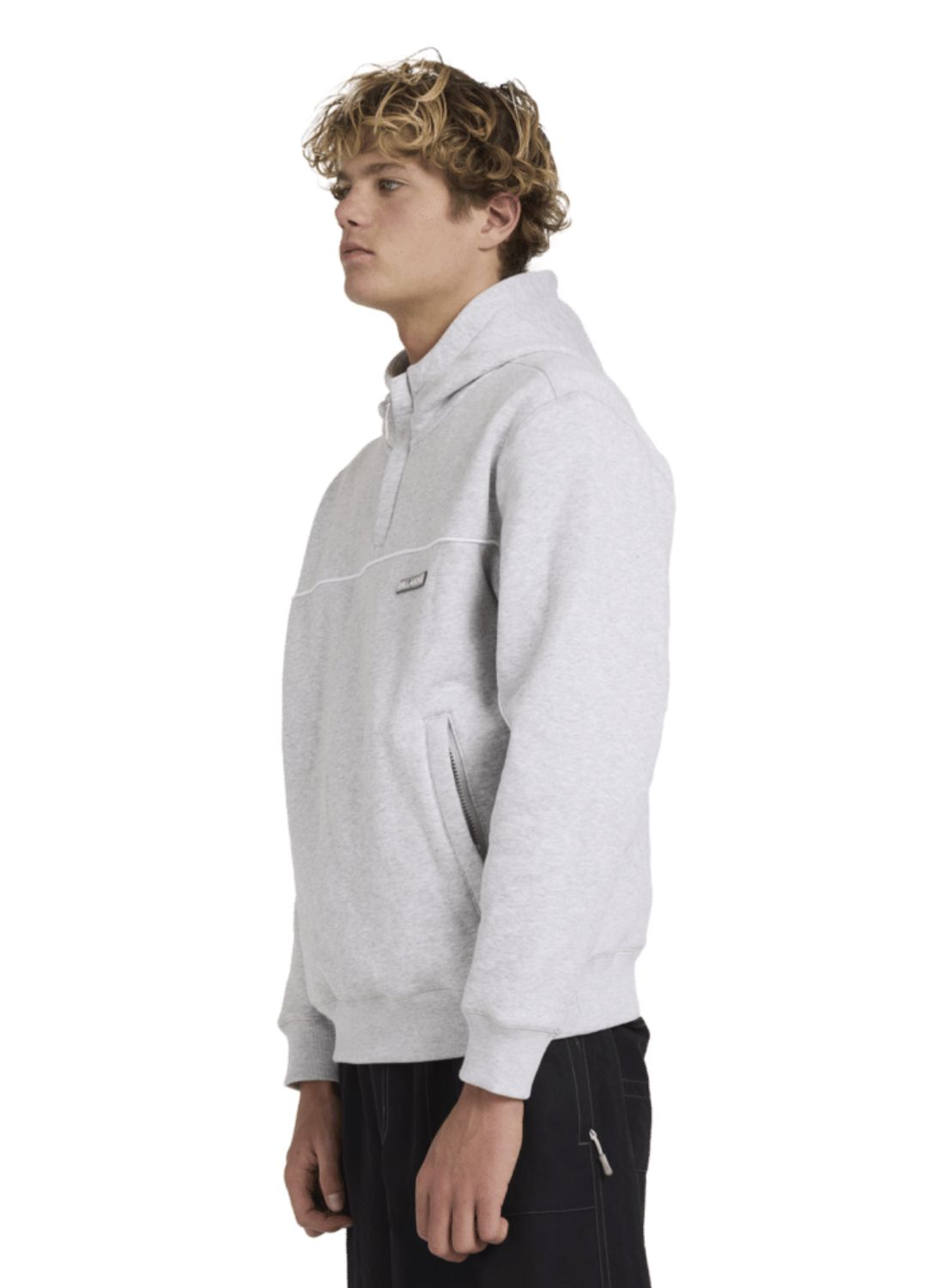 BILLABONG MENS ADIV MOCK POP HOOD - LIGHT GREY HEATHER