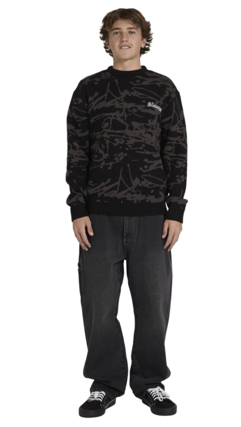 BILLABONG MENS IMMORTAL KNIT SWEATER - BLACK