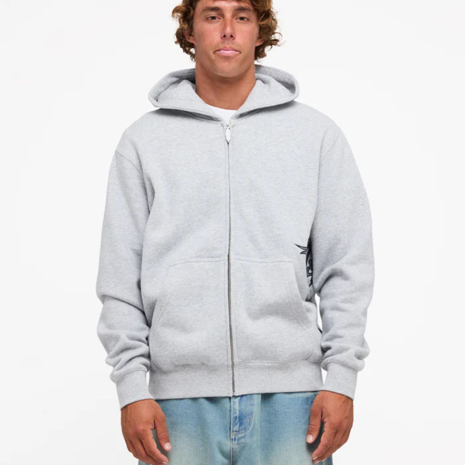 BILLABONG MENS TILT ZIP THRU HOOD - LIGHT GREY HEATHER