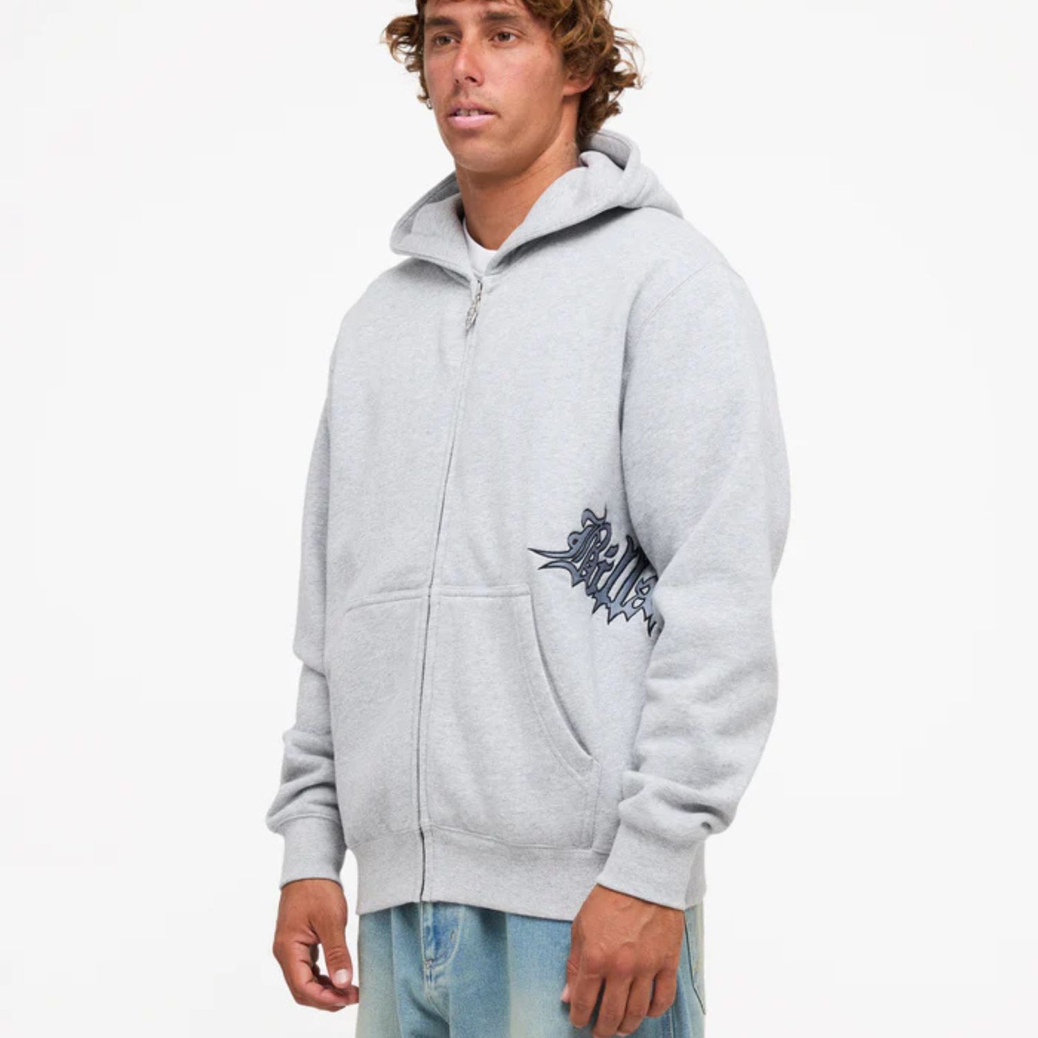BILLABONG MENS TILT ZIP THRU HOOD - LIGHT GREY HEATHER