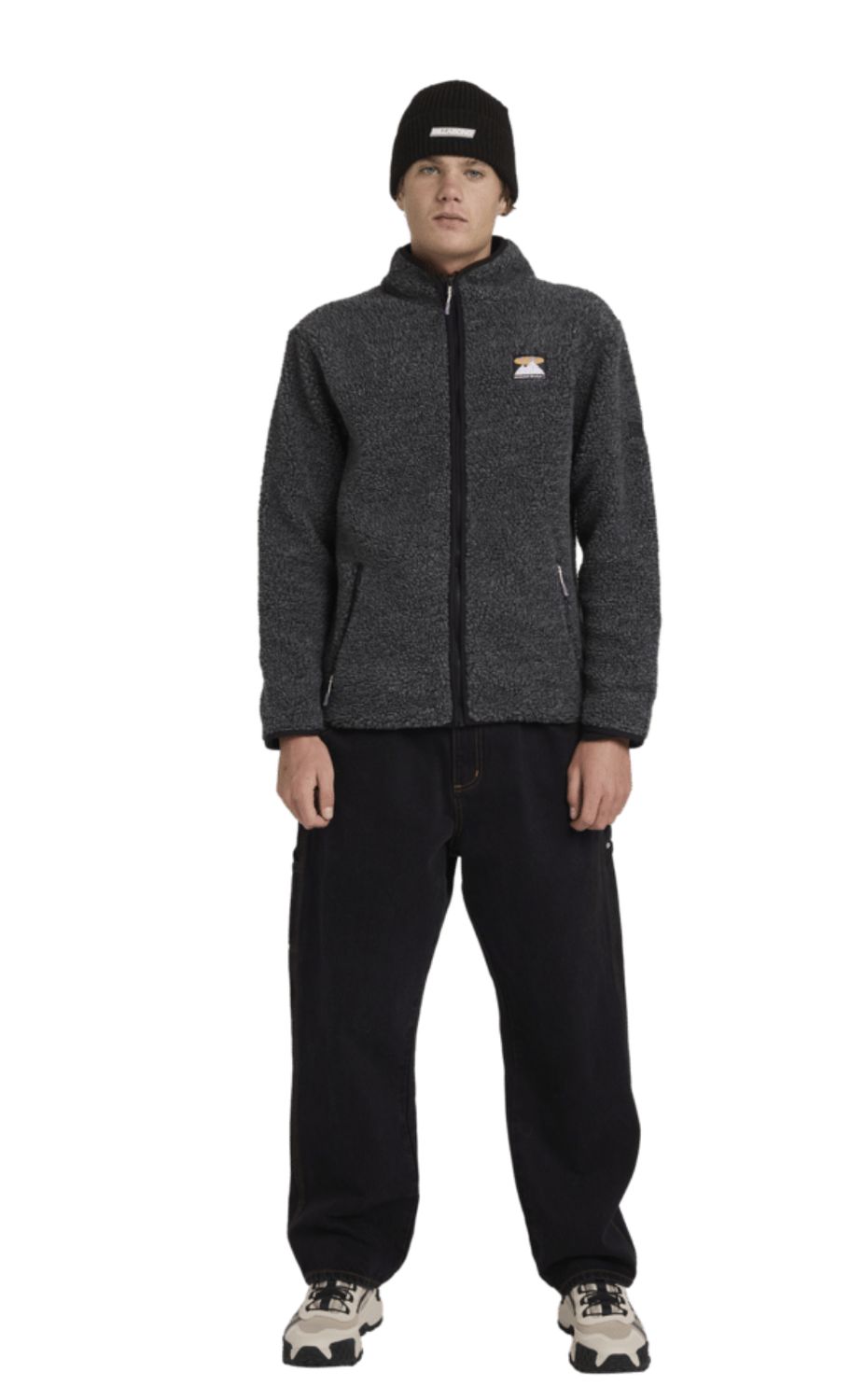 BILLABONG MENS BOUNDARY TRAIL POLAR FLEECE ZIP THRU - BLACK HEATHER