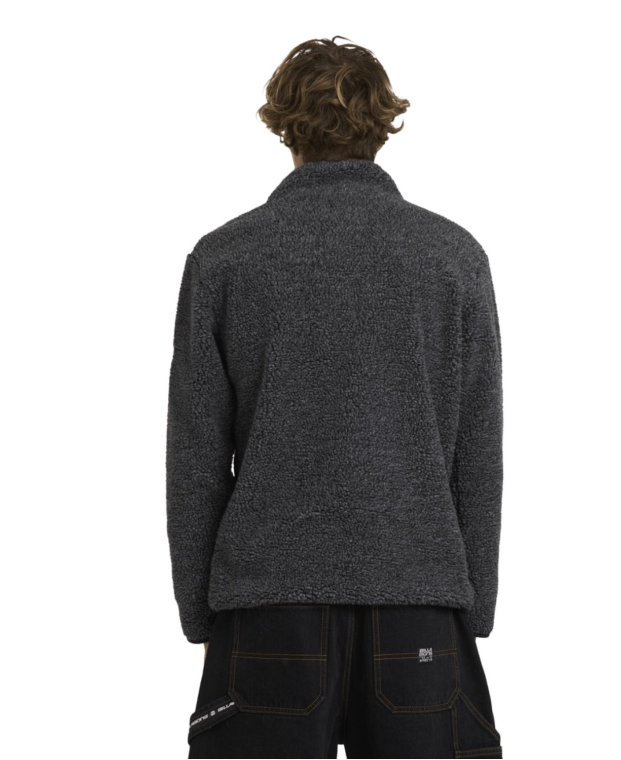 BILLABONG MENS BOUNDARY TRAIL POLAR FLEECE ZIP THRU - BLACK HEATHER